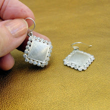 Load image into Gallery viewer, White Zircon Earrings Brushed Sterling Silver Handmade Hadar Designers  () Last