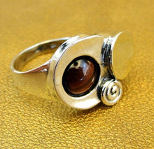 Load image into Gallery viewer, Red Garnet Ring 9k Yellow Gold 925 Silver sz 8 Handmade Hadar Designers () Last