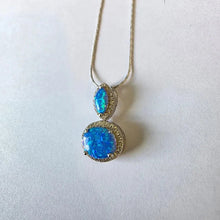 Load image into Gallery viewer, Blue Opal Zircon Pendant 925 Sterling Silver Handmade Hadar Designers () Last