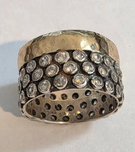 Load image into Gallery viewer, White Zircon Ring 9k Gold 925 Silver 9.5 Handmade Hadar Designers(I R552)Last