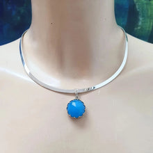 Load image into Gallery viewer, Ocean Quartz Wire Collar Pendant Sterling Silver Handmade Hadar Designers LAST