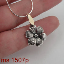 Load image into Gallery viewer, Floral Pendant yellow Gold 925 Sterling Silver Handmade Hadar Designers ()Last