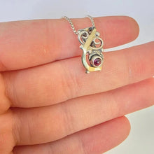 Load image into Gallery viewer, Pink Tourmaline Pendant 9k Yellow Gold Sterling Silver Hadar Designers (MS) Last