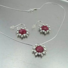 Load image into Gallery viewer, Hadar Designers NEW Handmade 925 Silver Pearl Ruby Pendant Earrings Set (I 1088)