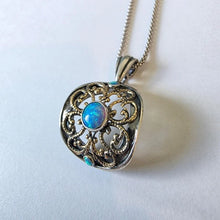 Load image into Gallery viewer, Opal Pendant 9k Yellow Gold filigree 925 Sterling Silver Hadar Designers ()Last