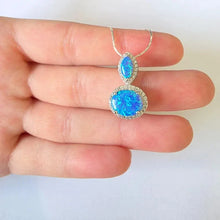 Load image into Gallery viewer, Blue Opal Zircon Pendant 925 Sterling Silver Handmade Hadar Designers () Last