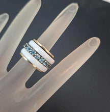 Load image into Gallery viewer, Blue Topaz Z Ceramic Ring Swivel 9k Gold 925 Silver sz 5 Hadar Designers (SN)La