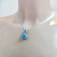 Load image into Gallery viewer, Blue Opal Zircon Pendant 925 Sterling Silver Handmade Hadar Designers () Last