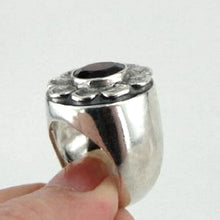Load image into Gallery viewer, Red Garnet Ring 7.5, 8 Handmade 925 Sterling Silver Hadar Designers (H) LAST
