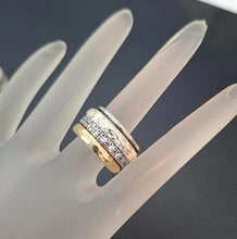 Load image into Gallery viewer, Hadar Designers Enamel Swivel 9k Gold 925 Silver Zircon Ring sz 6, 6.5 (SN) LAST