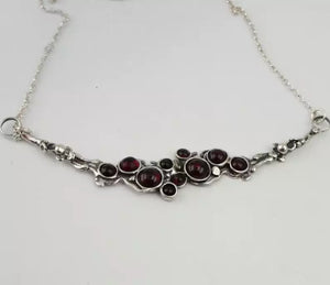 Red Garnet Pendant Necklace 925 Sterling Silver Gift Handmade Hadar Designers (H