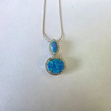 Load image into Gallery viewer, Blue Opal Zircon Pendant 925 Sterling Silver Handmade Hadar Designers () Last