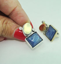 Load image into Gallery viewer, Blue Kyanite Earrings 9k Yellow Gold 925 Sterling Silver Hadar Designers () Last