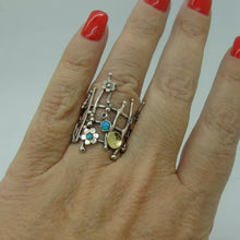 Load image into Gallery viewer, Opal Ring 9k Yellow Gold 925 Silver 6,7,8,9,10 Handmade Hadar Designers (ms 640)