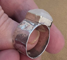 Load image into Gallery viewer, Moonstone Ring 9k Yellow Gold 925 Sterling Silver sz 6.5 Hadar Designers (I)LAST