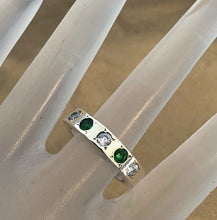 Load image into Gallery viewer, Emerald Zircon Ring size 7 Handmade 9k gold 925 Silver Hadar Designers ()LAST