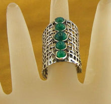 Load image into Gallery viewer, Green Agate Ring 925 Silver Sterling 7,8,9,10 Handmade Hadar Designers (H 1142)