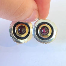 Load image into Gallery viewer, Red Garnet Earrings 9k Yellow Gold 925 Silver Handmade Gift Hadar Designers ()L
