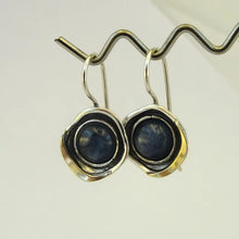Load image into Gallery viewer, Blue Kyanite Earrings 9k Yellow Gold 925 Sterling Silver Hadar Designers () Last