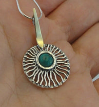 Load image into Gallery viewer, Turquoise Pendant 9k Yellow Gold Sterling Silver Handmade Hadar Designers ()Last