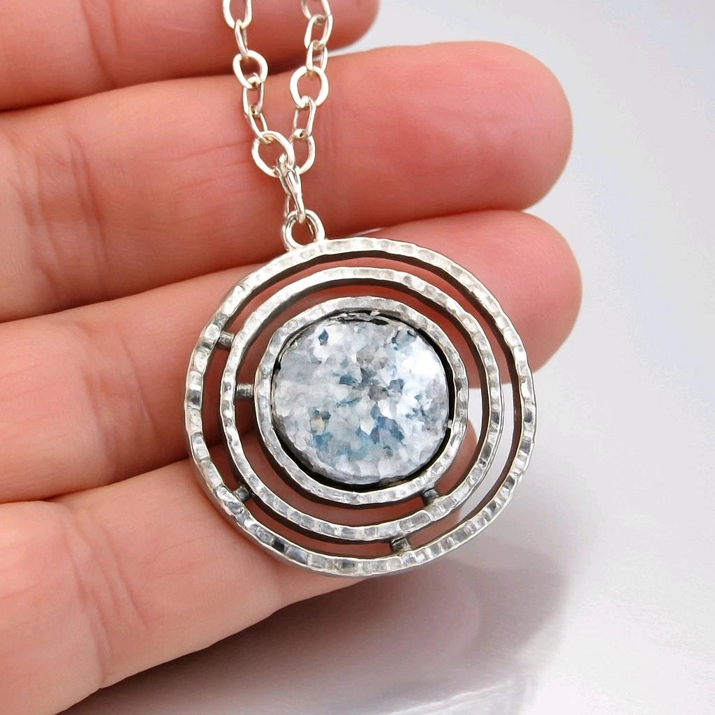 Hadar Designers Roman Glass Pendant Handmade 925 Sterling Silver (as 150666)