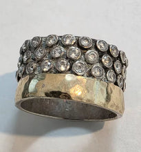 Load image into Gallery viewer, White Zircon Ring 9k Gold 925 Silver 9.5 Handmade Hadar Designers(I R552)Last