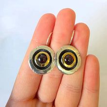 Load image into Gallery viewer, Red Garnet Earrings 9k Yellow Gold 925 Silver Handmade Gift Hadar Designers ()L