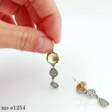 Load image into Gallery viewer, Long White Zircon Earrings 9k Yellow Gold Sterling Silver Hadar Designers ()Last