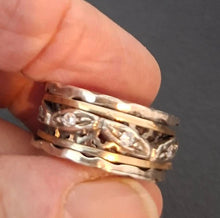 Load image into Gallery viewer, Swivel 9k Yellow Gold 925 Silver Zircon Ring sz 7.5,8 Hadar Designers (SN)Last