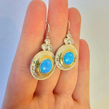 Load image into Gallery viewer, Opal Earrings Zircon 9k Yellow Gold 925 Silver Handmade Hadar Designers ()LAST