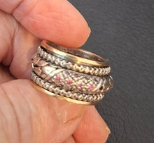 Load image into Gallery viewer, Hadar Designers Swivel 9k Yellow Gold 925 Silver Pink Zircon Ring 6.5,7 (SN)SALE