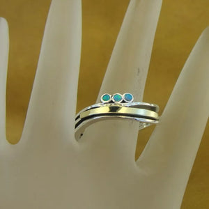 Blue Opal sz 6,7,8,9 Ring 9k Yellow Gold Sterling Silver Hadar Designers (ms)