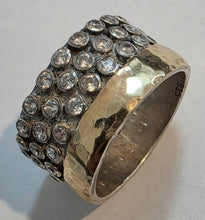 Load image into Gallery viewer, White Zircon Ring 9k Gold 925 Silver 9.5 Handmade Hadar Designers(I R552)Last
