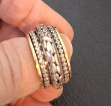 Load image into Gallery viewer, Hadar Designers Swivel 9k Yellow Gold 925 Silver Pink Zircon Ring 6.5,7 (SN)SALE