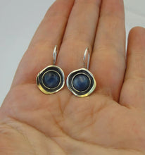Load image into Gallery viewer, Blue Kyanite Earrings 9k Yellow Gold 925 Sterling Silver Hadar Designers () Last