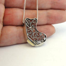 Load image into Gallery viewer, Filigree Pendant Zircon 9k Yellow Gold 925 Silver Handmade Hadar Designers () La