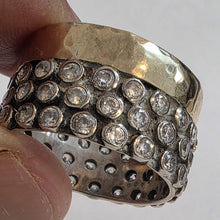 Load image into Gallery viewer, White Zircon Ring 9k Gold 925 Silver 9.5 Handmade Hadar Designers(I R552)Last