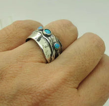 Load image into Gallery viewer, Blue Opal Ring 925 Sterling Silver size 7,8,9,10 Handmade Hadar Designers (H)