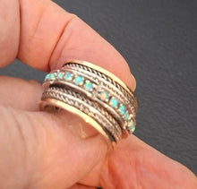 Load image into Gallery viewer, Hadar Designers 9k Yellow Gold 925 Silver Opal Ring 6.5, 7 Handmade Swivel(SN) y