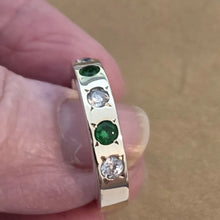 Load image into Gallery viewer, Emerald Zircon Ring size 7 Handmade 9k gold 925 Silver Hadar Designers ()LAST