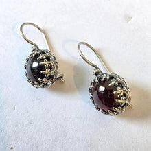 Load image into Gallery viewer, Red Garnet Earrings 925 Sterling Silver Handmade Art Hadar Designers ()Last
