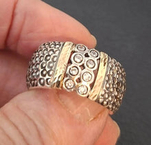 Load image into Gallery viewer, White Zircon Ring 8.5 Handmade 9k Yellow Gold 925 Silver Hadar Designers (SN)y