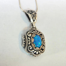Load image into Gallery viewer, Blue Opal Pendant 9k Rose Gold 925 Silver Filigree Art Hadar Designers () Last