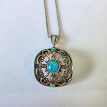 Load image into Gallery viewer, Opal Pendant 9k Yellow Gold filigree 925 Sterling Silver Hadar Designers ()Last