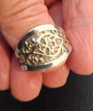 Load image into Gallery viewer, Filigree Ring 9k Yellow Gold 925 Sterling Silver size 7 Hadar Designers (I) LAST