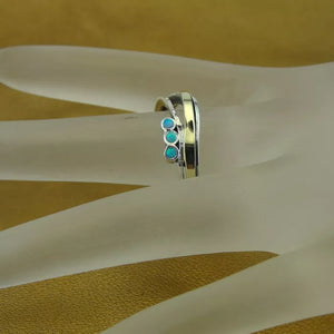 Blue Opal sz 6,7,8,9 Ring 9k Yellow Gold Sterling Silver Hadar Designers (ms)