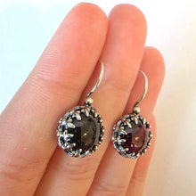 Load image into Gallery viewer, Red Garnet Earrings 925 Sterling Silver Handmade Art Hadar Designers ()Last