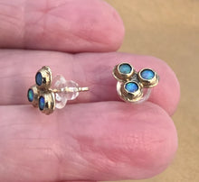 Load image into Gallery viewer, Blue Opal Stud Earrings 9k Yellow Gold Handmade Art Hadar Designers (I e117)LAST