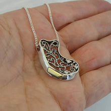 Load image into Gallery viewer, Filigree Pendant Zircon 9k Yellow Gold 925 Silver Handmade Hadar Designers () La