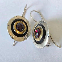 Load image into Gallery viewer, Red Garnet Earrings 9k Yellow Gold 925 Silver Handmade Gift Hadar Designers ()L